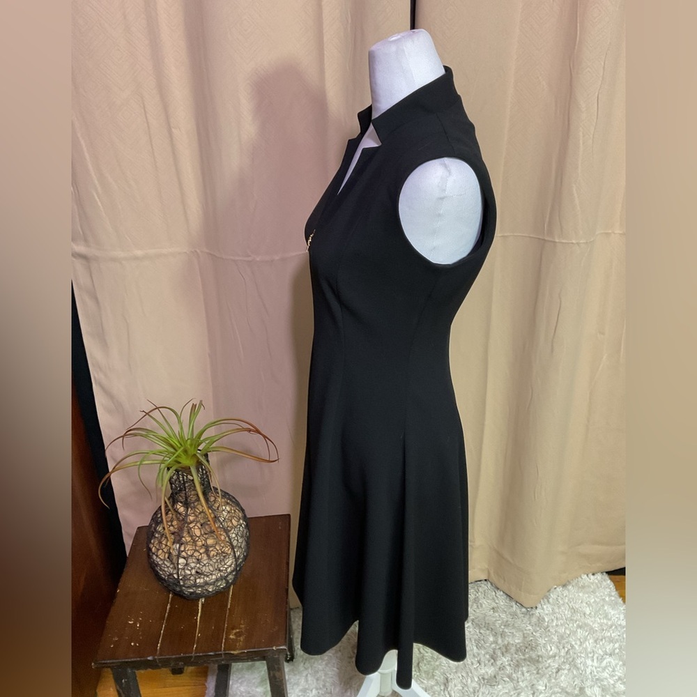 Calvin Klein Scuba Crepe A Line Logo Zip Dress - Picture 7 of 14